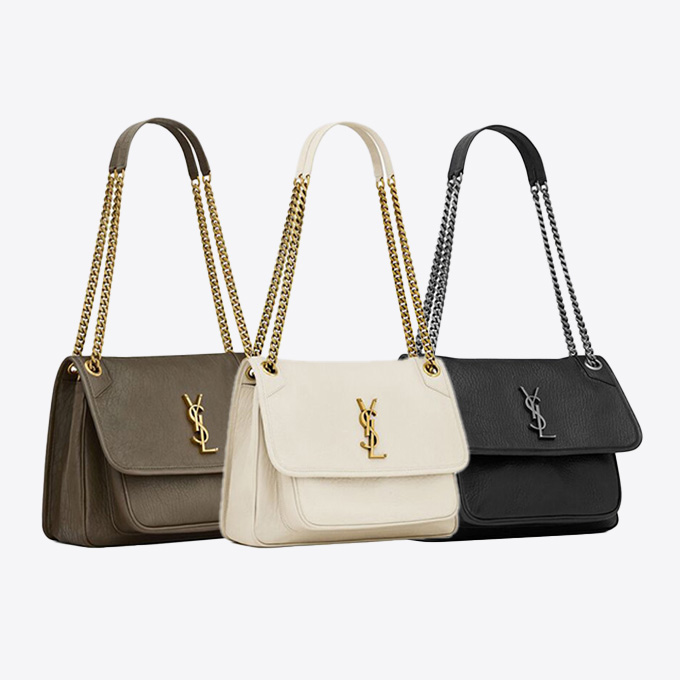 9a+ ysl medium niki grain de poudre lambskin shoulder bag